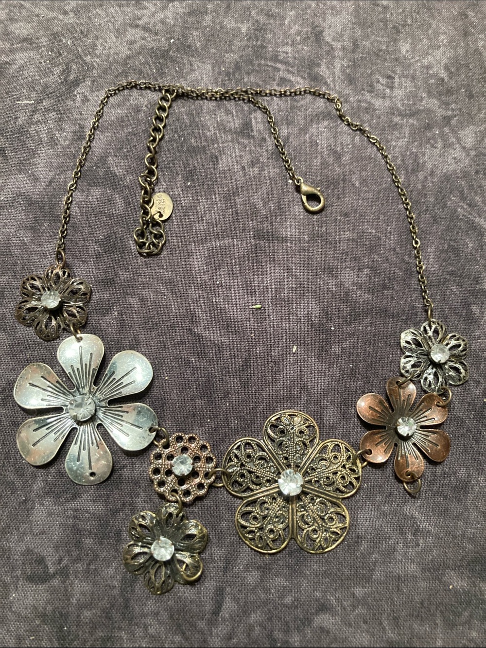 Floral Statement Necklace - Antique Mixed Metal